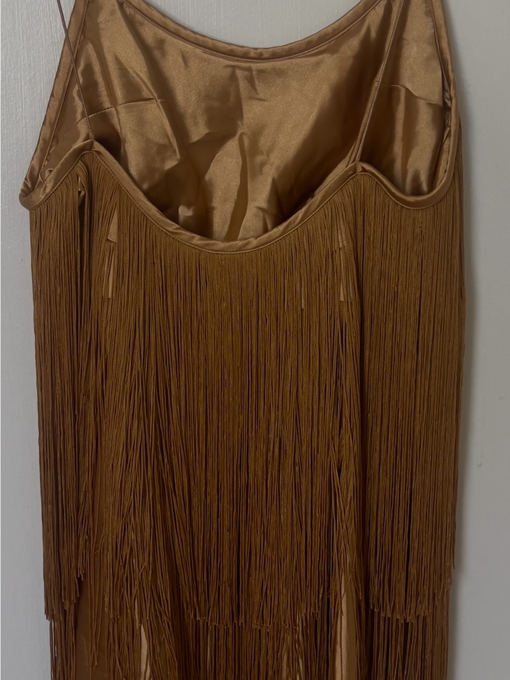 Hot!!! Gold Fringe Slip Dress - size 4 ASOS great costume idea! - Picture 4 of 7